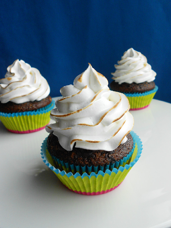 Chocolate Graham Cracker Cupcakes with Toasted Marshmallow Frosting