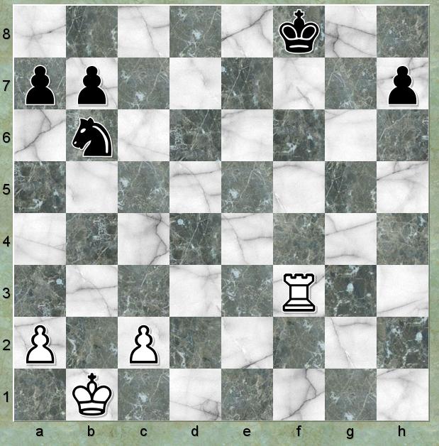 Movimento Pró-Xadrez  Neste problema de Xadrez, as peças brancas jogam e  dão Xeque-mate em dois lances