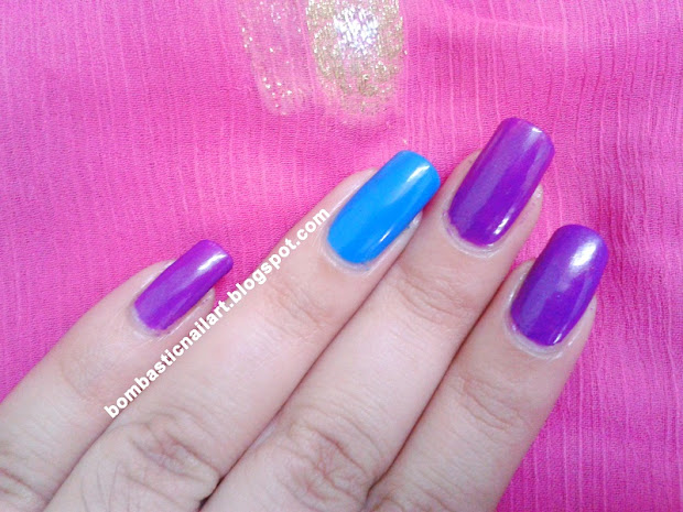 purple and blue striping tape nail