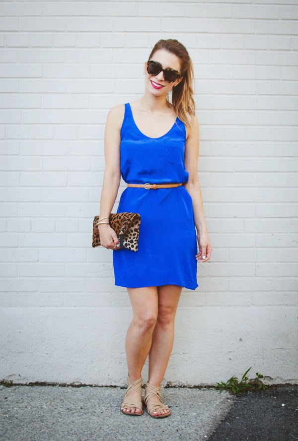 cobalt blue slip dress