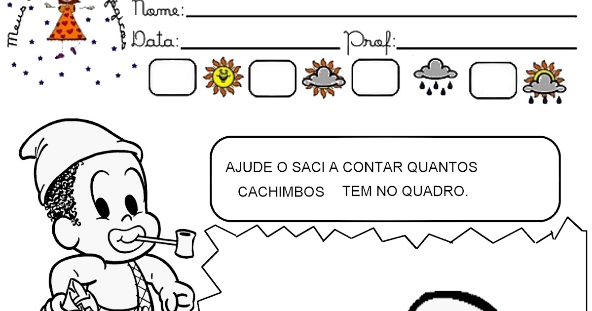 Meus Trabalhos Pedagógicos ® Saci números de 0 a 9