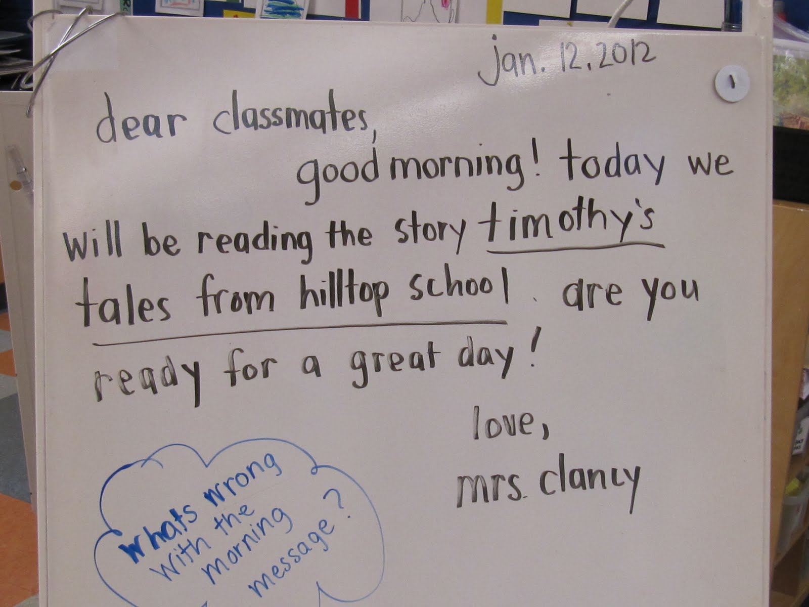 KC Kindergarten Times: Morning Message