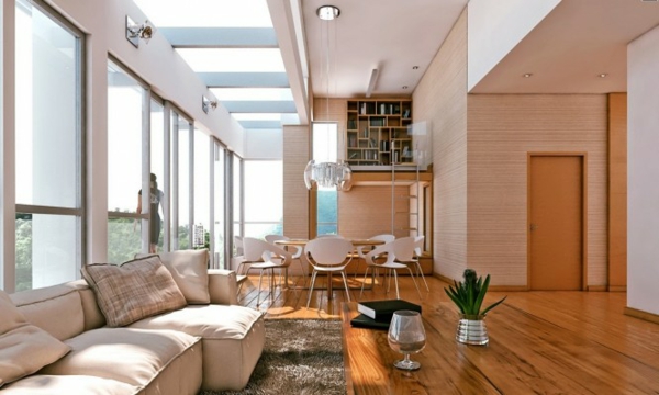 Decoracion Sala Comedor Moderno ~ Una sala comedor con suelo de parquet en tono claro con muebles claros Decoracion Sala Comedor Moderno ~ Una sala comedor con suelo de parquet en tono claro con muebles claros