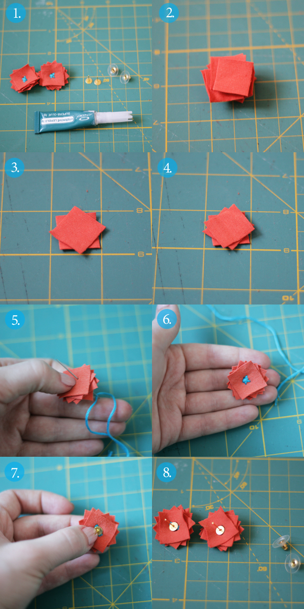 DIY // Recycled fabric flower stud earrings
