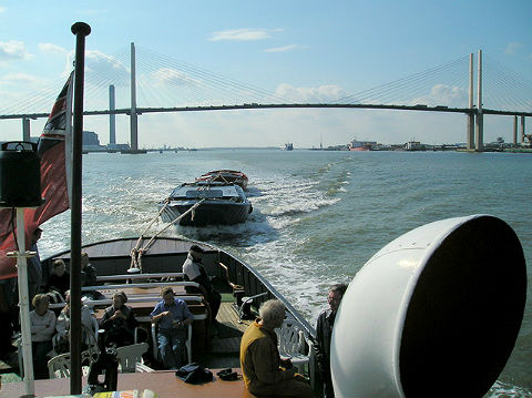 The QE2 bridge from the river Thames. The QE2 bridge from the river Thames.