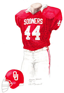 1985 University of Oklahoma Sooners football uniform original art for sale