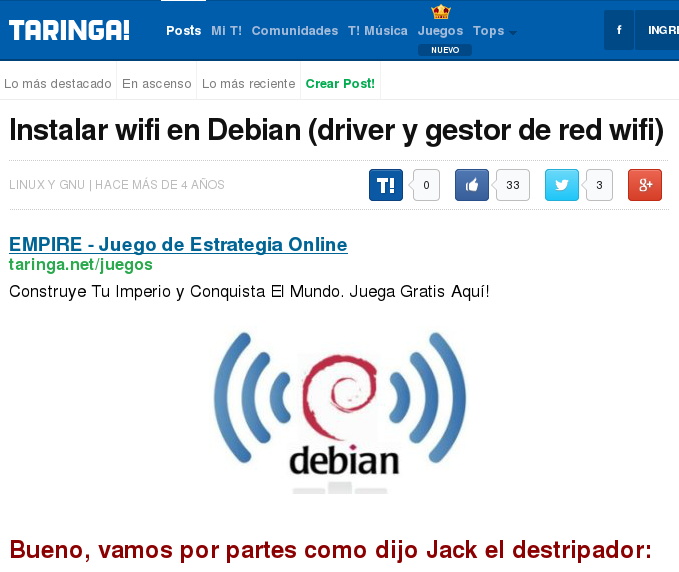 Instalar y configurar Wifi en Debian