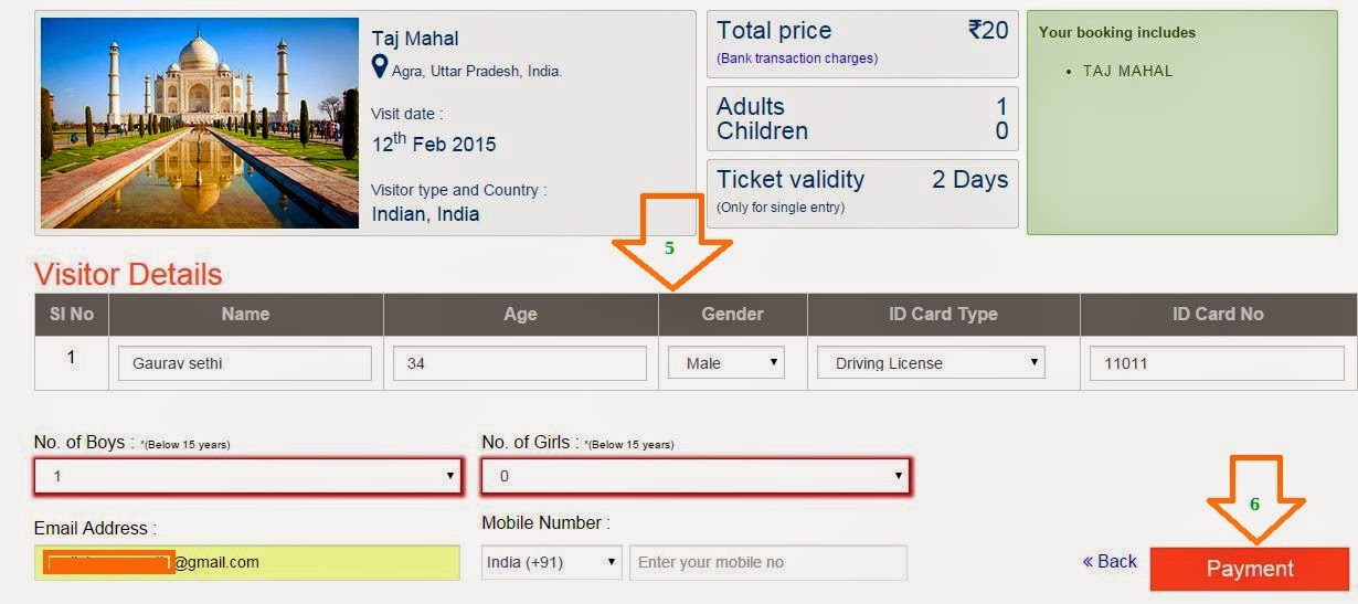 Taj Mahal Ticket Booking Online On IRCTC