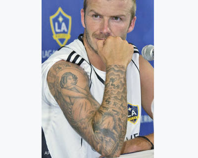 cross tattoos for men on forearm. David Beckham Arm