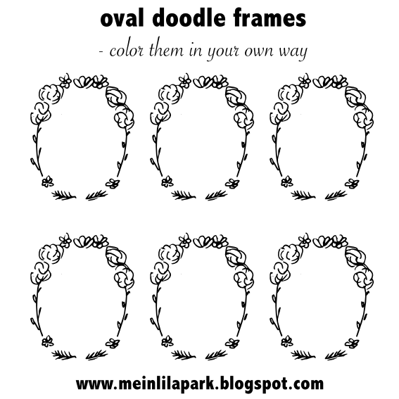 free printable oval DIY doodle frames coloring page ausdruckbare DIY Etiketten freebie