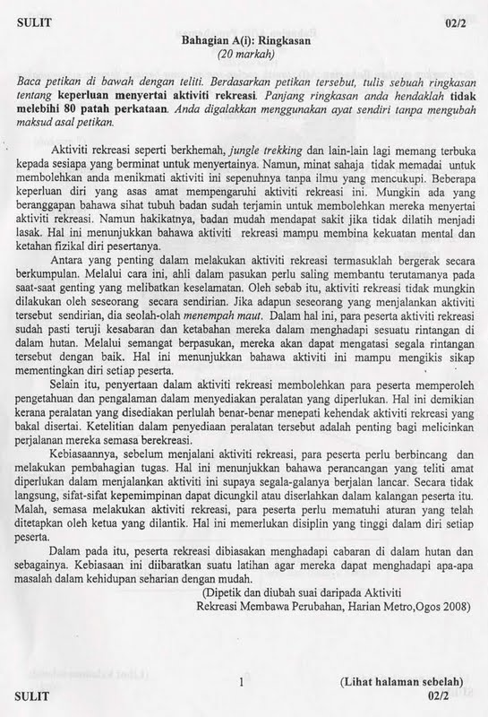 Contoh jawapan soalan percubaan Bahasa Melayu kertas 2 ...