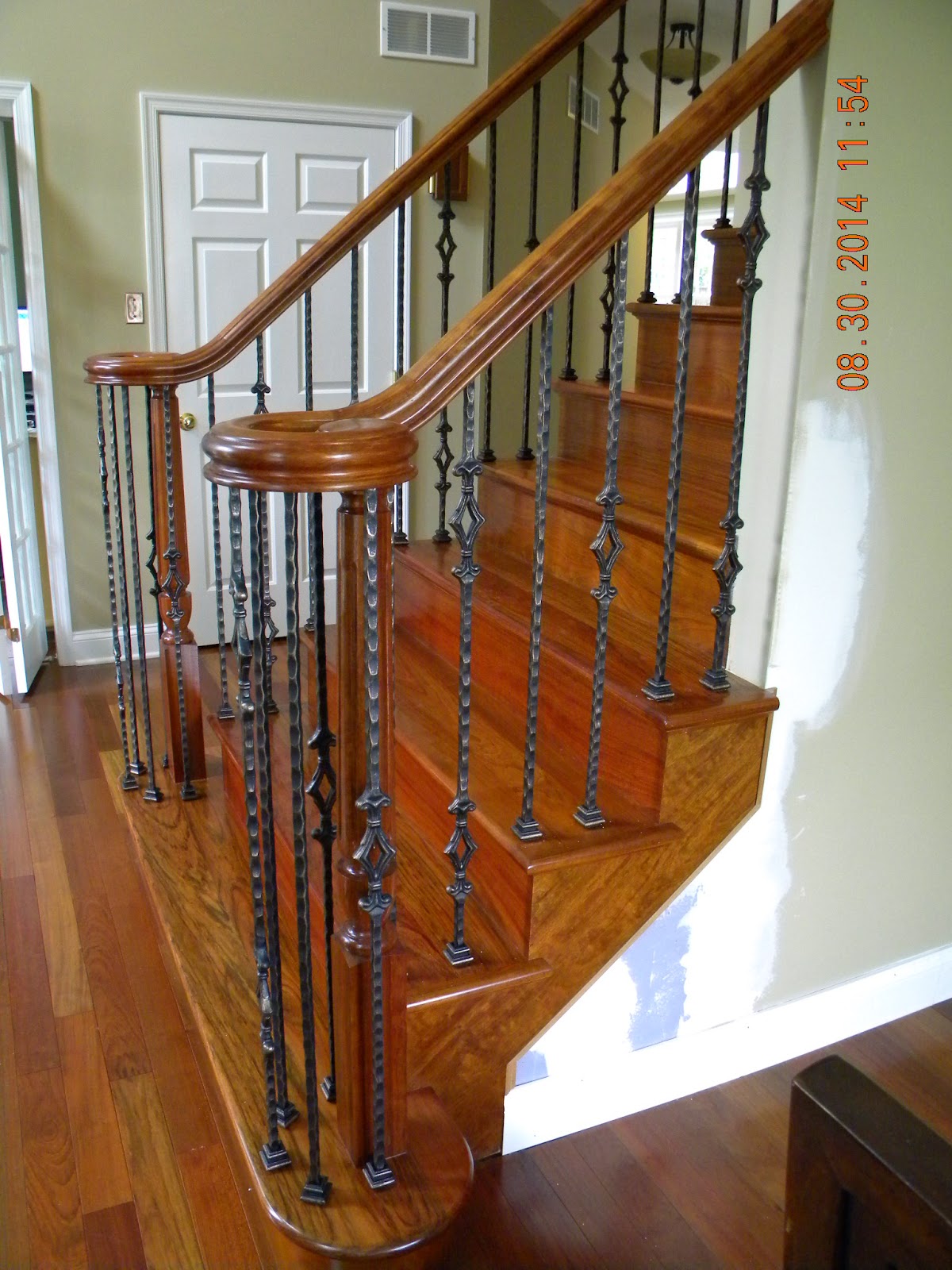 Wood Stairs and Rails and Iron Balusters January 2015