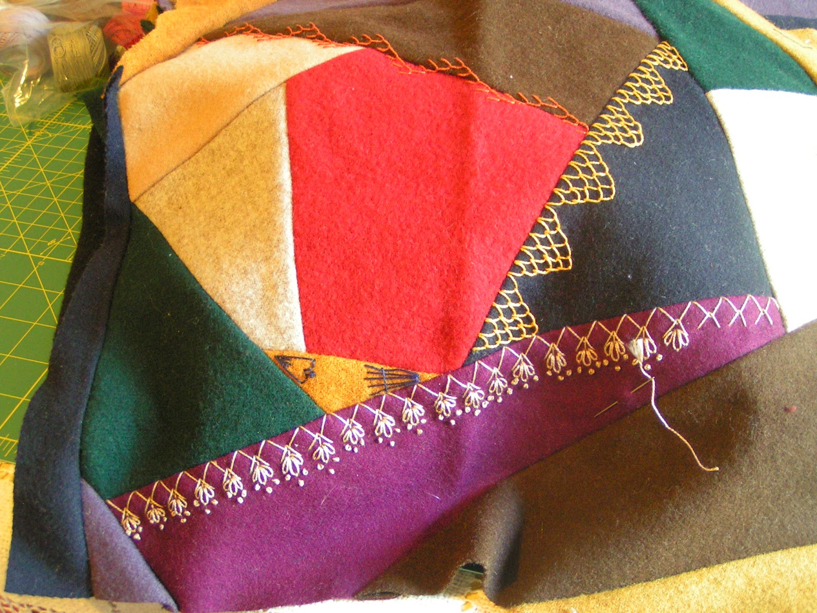 The Locust Blossom Wool Crazy Quilt