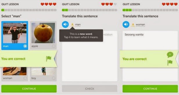 Aplikasi balajar interaktif duolingo gratis