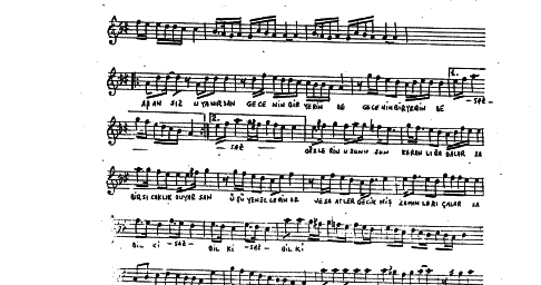 Apansız uyanırsan gecenin bir yerinde Notalar Sözleri