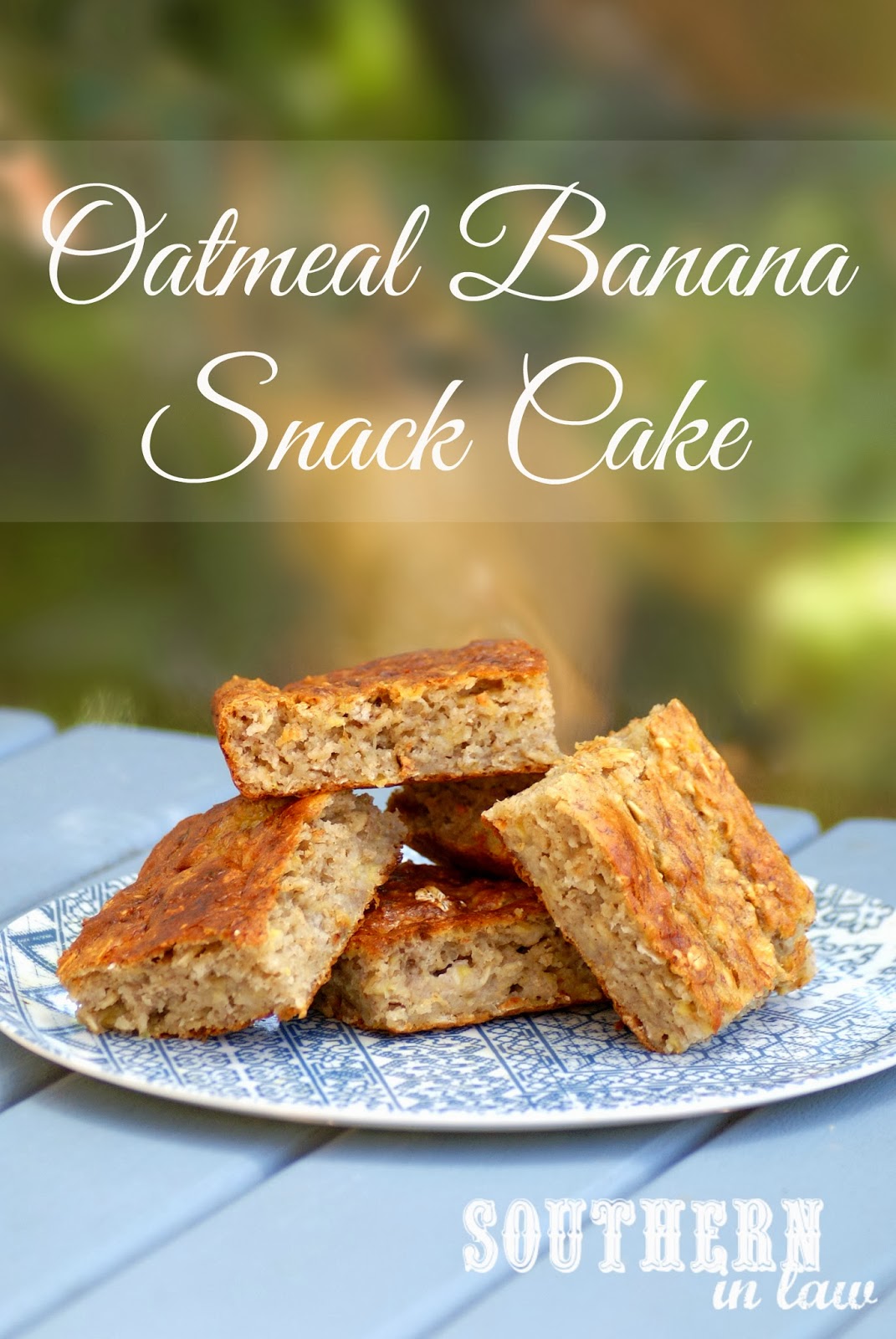 Southern In Law Recipe Banana Oatmeal Snack Cake with Healthy Cream