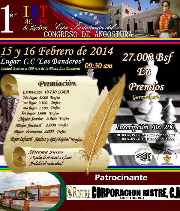 1er TORNEO ACTIVO COPA "CONGRESO DE ANGOSTURA" EN CIUDAD BOLÍVAR. 1er TORNEO ACTIVO COPA "CONGRESO DE ANGOSTURA" EN CIUDAD BOLÍVAR.
