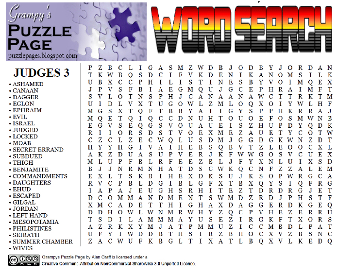 Grampy's Puzzle Page Word Search Judges 3