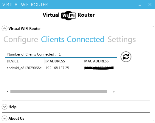 Virtual WiFi Router screenshot