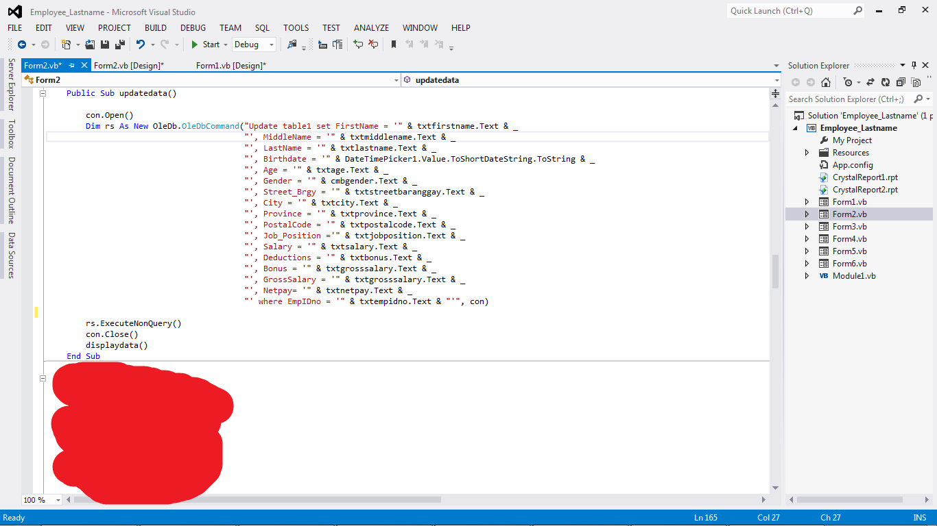 code for updating the database code for updating the database