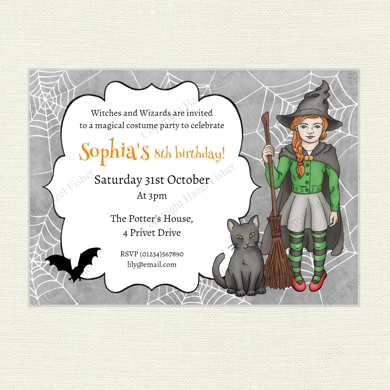 Halloween witch party printable invitation hazelfishercreations Halloween witch party printable invitation hazelfishercreations