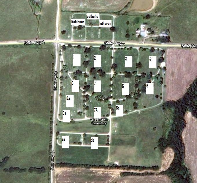 Rich Hill Missouri History Map of Green Lawn Cemetery