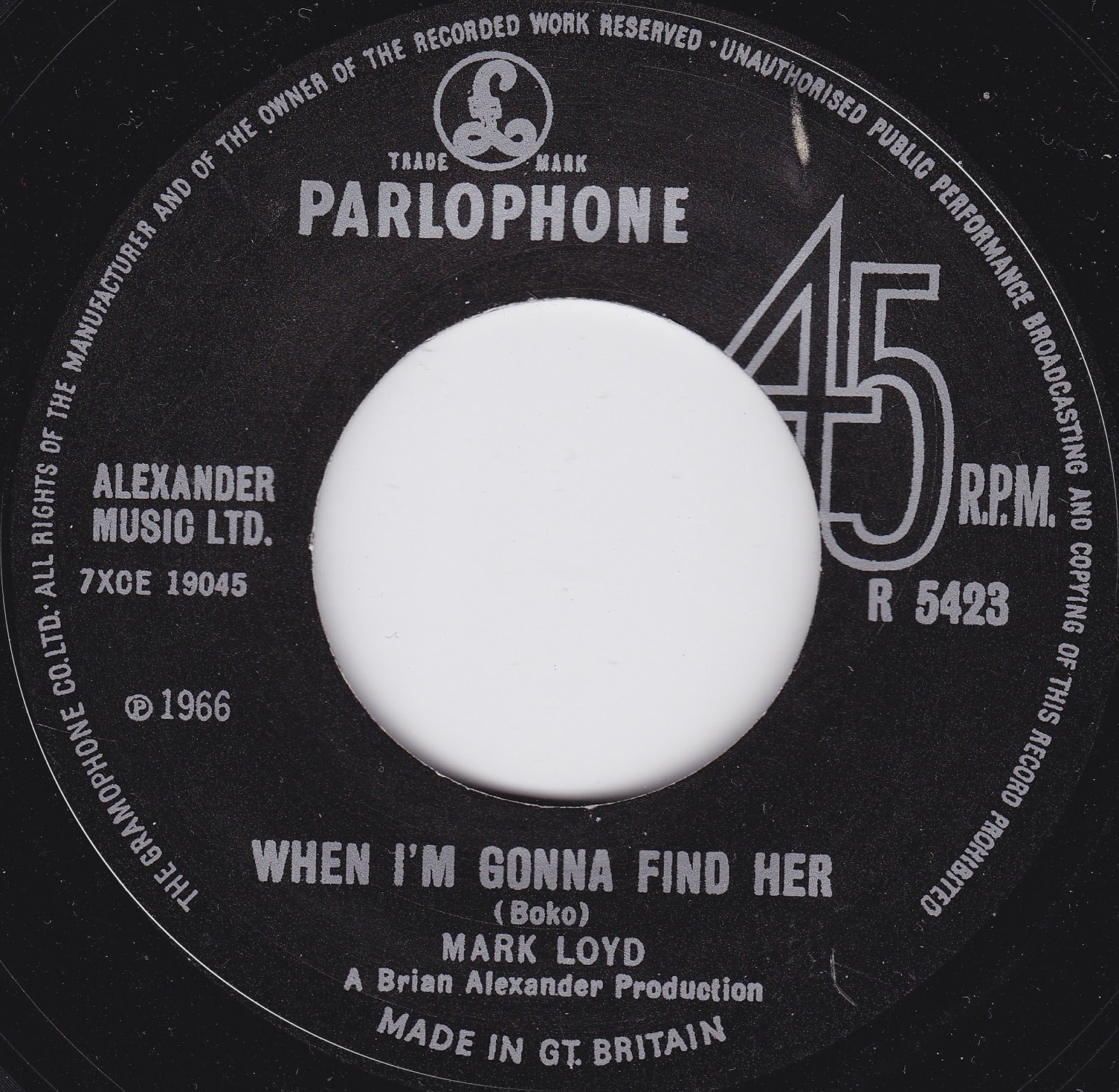 Left and to the Back Mark Loyd When I'm Gonna Find Her/ When Evening