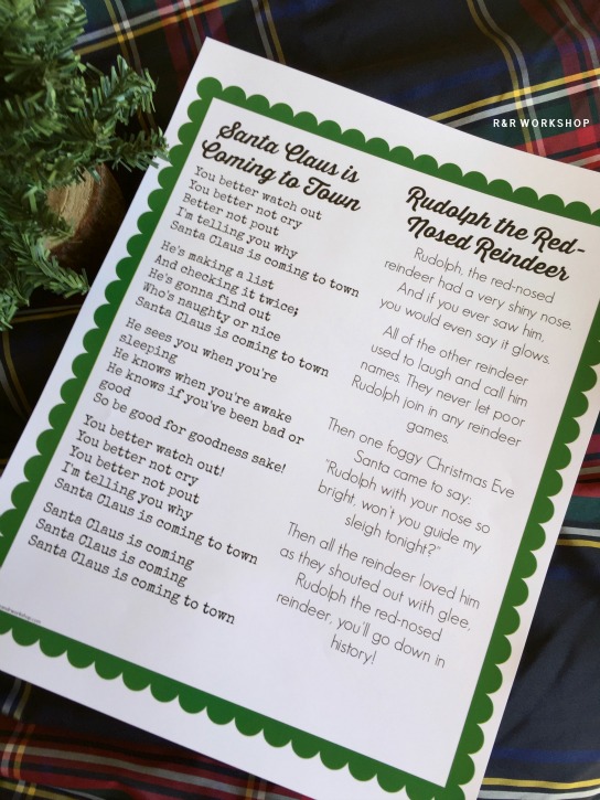 Christmas Lyric Sheets Printable