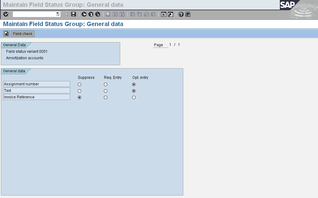 SapOffice Field Status Group