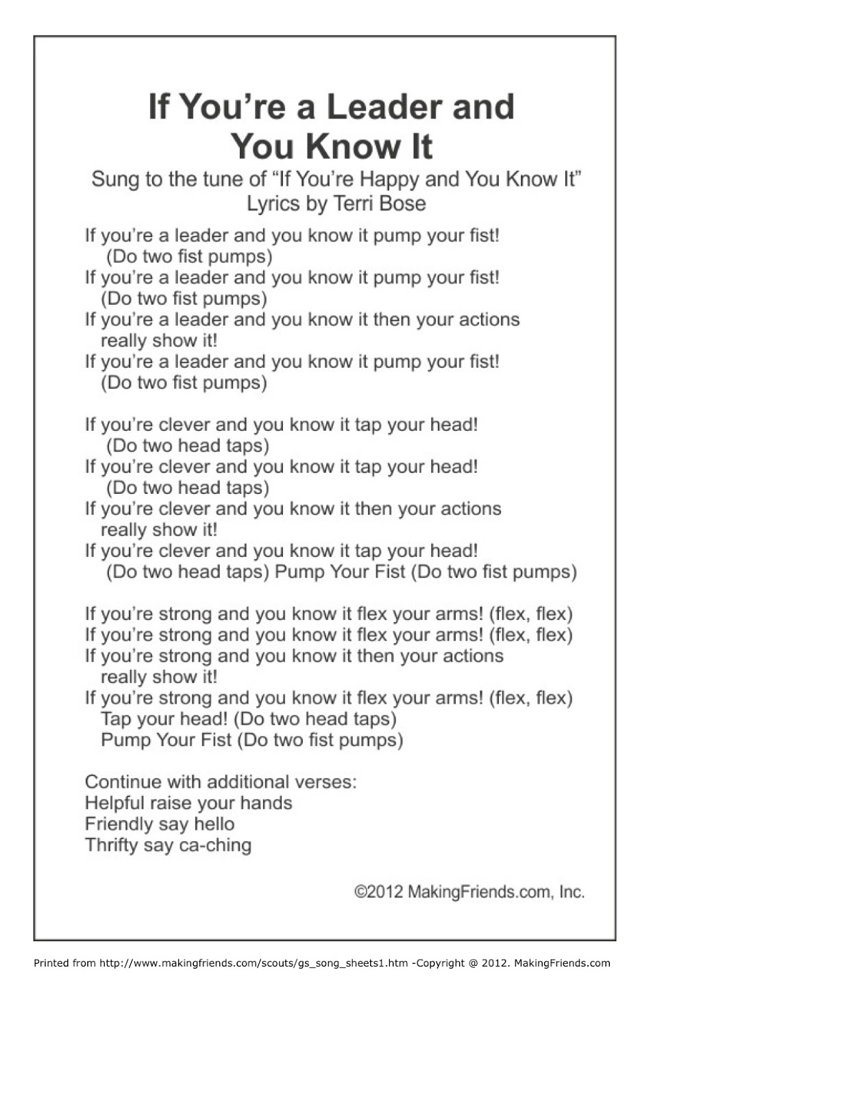 Our Girl Scout Troop Girl Scout Songs We Love...