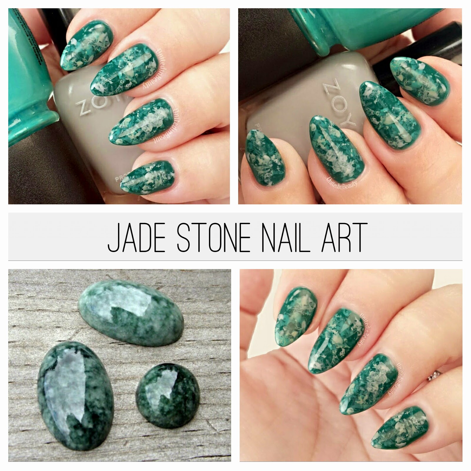 United In Beauty Jade Stone Marble Nails