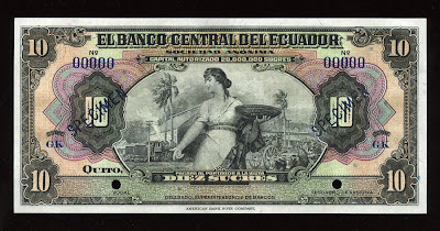 World paper money Ecuador currency Sucres banknote bill
