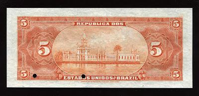 Brazil 5 mil Reis banknote bill