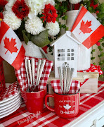 Canada Day Decor on Kitchen Sideboard