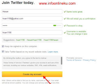 Formulir pendaftaran di twitter formulir twitter.com