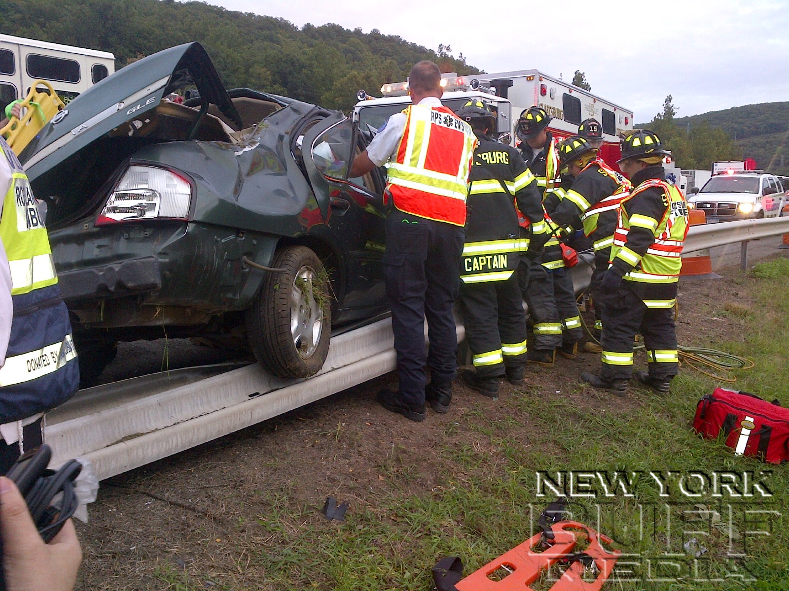 New York Buff Media Car Overturns In Sloatsburg On The NYS Thruway