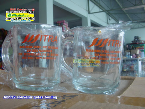 souvenir gelas bening unik