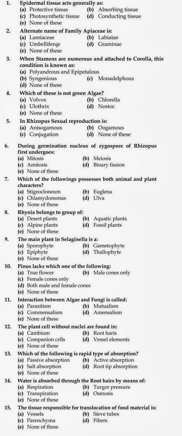 Botany MCQS for NTS Test Download PPSC FPSC NTS PTS UTS OTS ITS