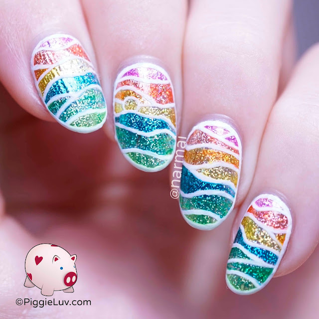 PiggieLuv Glitter nail foil landscape nail art