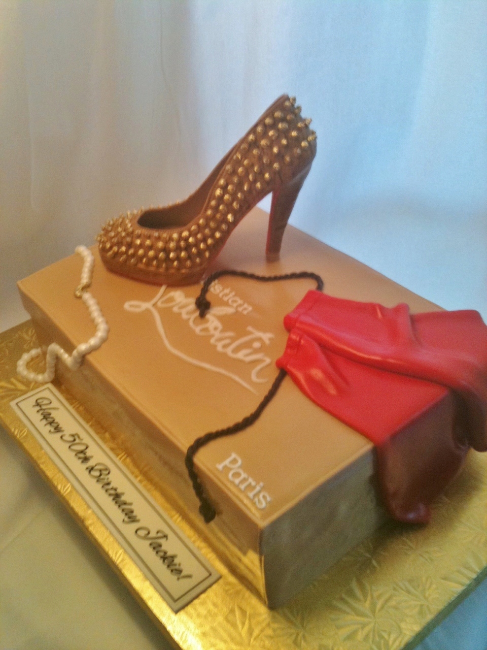 made FRESH daily Gold Spiked Christian Louboutin Shoe Box