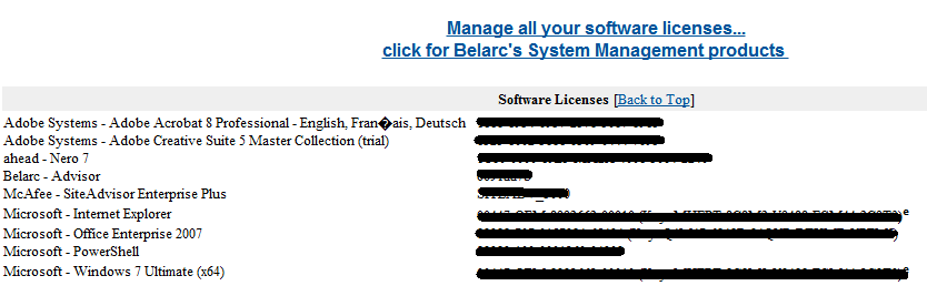 windows xp professional belarc advisor current profile