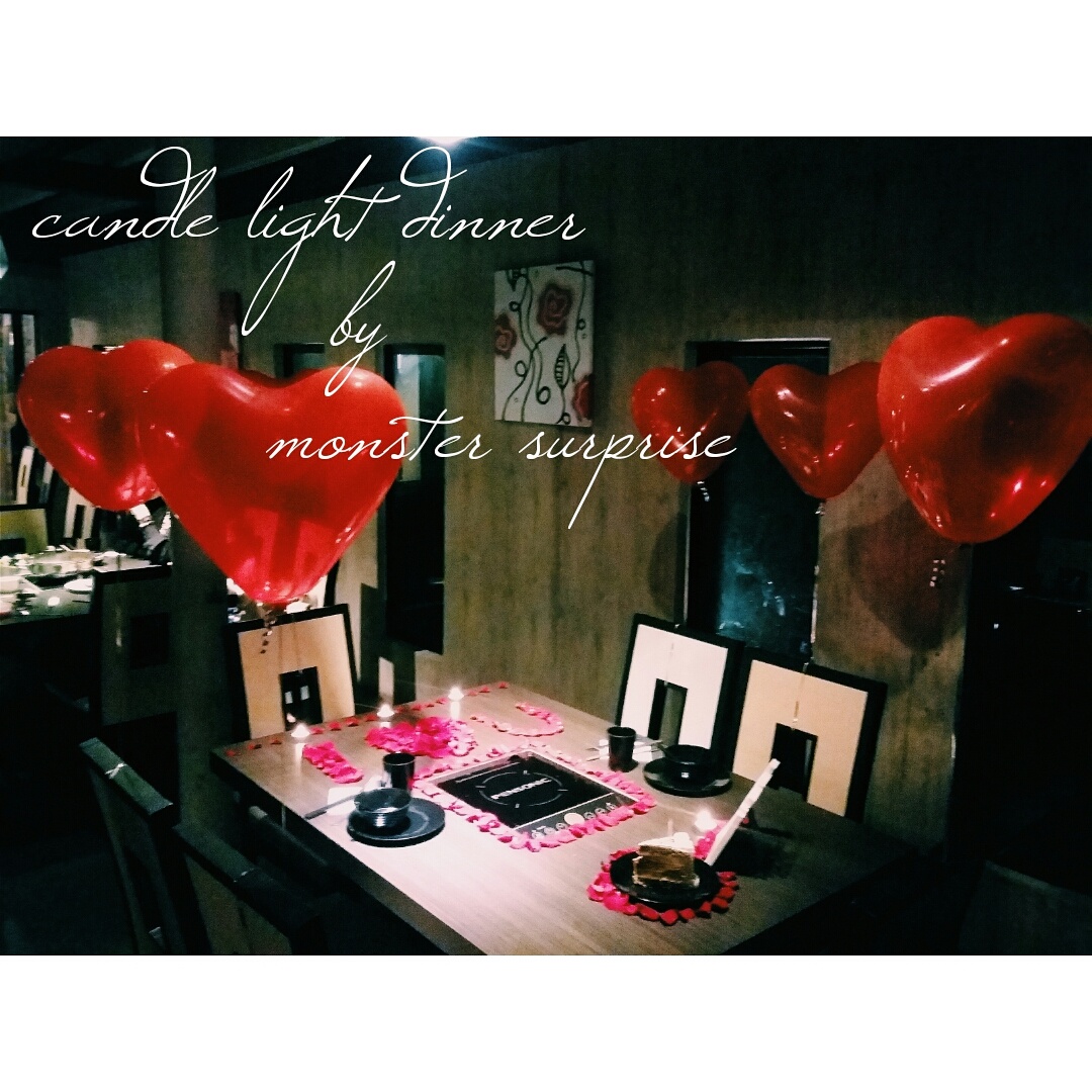 monstersurprise candle light dinner for anniversary