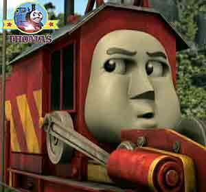 Thomas and Rocky the crane answer the distress signal emergency service firefighter Flynn the train