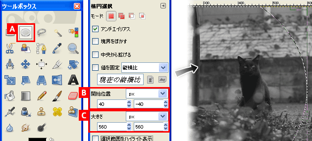 写真の周りを暗くする②