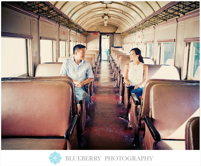East Bay vintage rustic train car engagement photography session