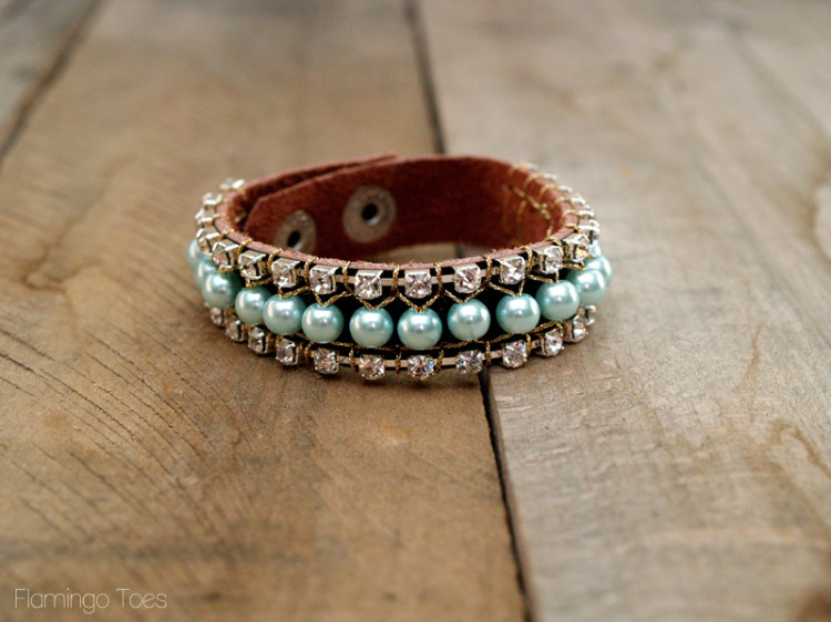 Pearl and Crystal Cup Chain Leather Bracelet Tutorial The Beading Gem's Journal