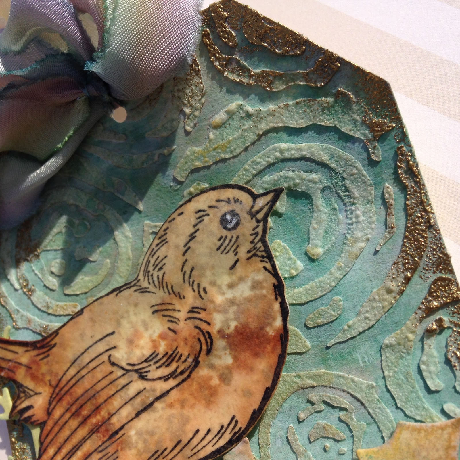 SewPaperPaint Mixed Media Bird Tag and Free Printable