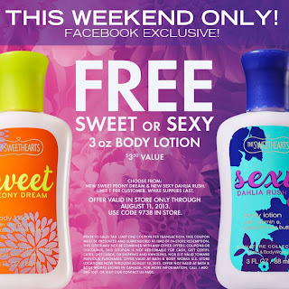 free bath and body works sweet and sexy lotion august 