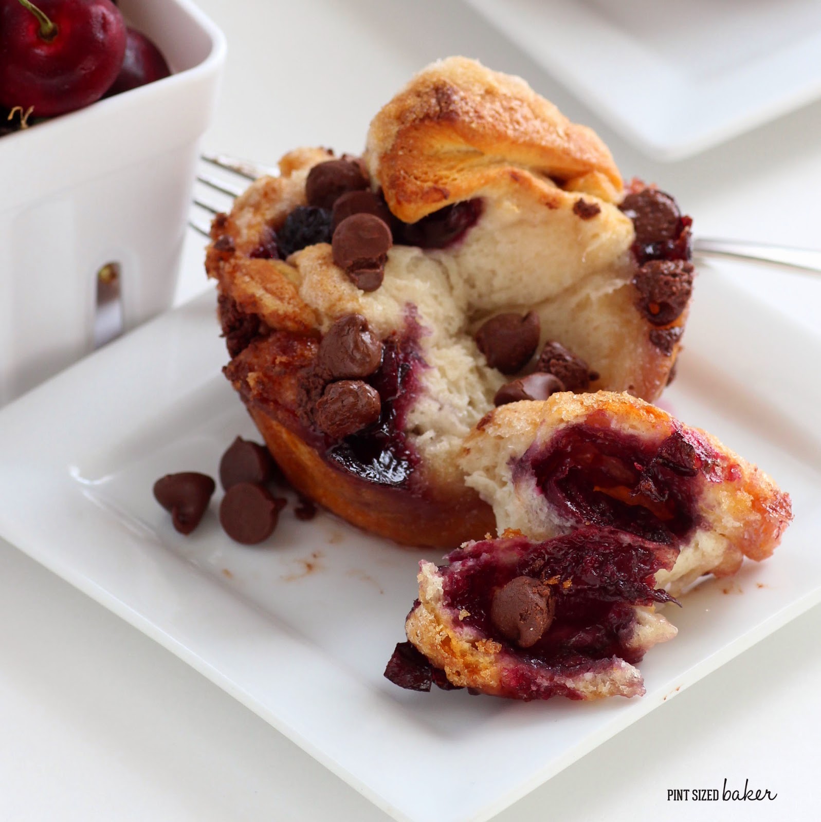 Cherry Stuffed Monkey Bread with Chocolate Chips is great for breakfast or dessert.