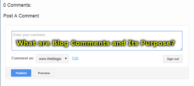 The Blog Comments and Its Purpose The Blog Comments and Its Purpose